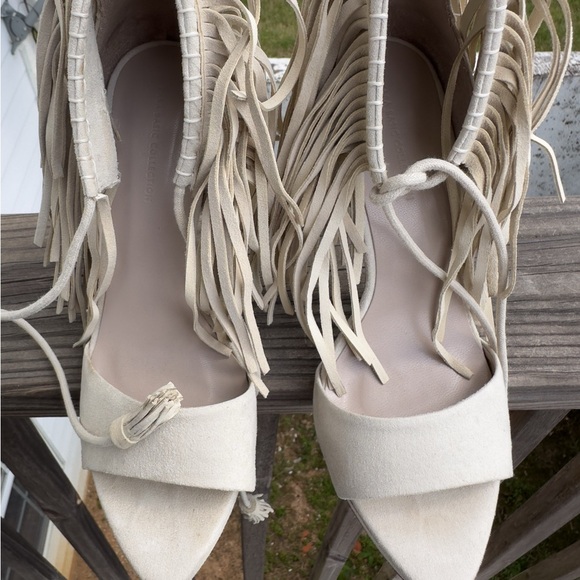 Zara Cream Fringe High Heels - Picture 14 of 16